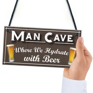 Red Ocean Man Cave Hydrate Funny Home Bar Gift Hanging Plaque Husband Sign