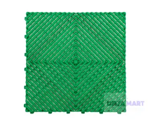 premium PVC Interlocking Vented Garage Mat Green Dimensions 40cm x 40cm x 2cm