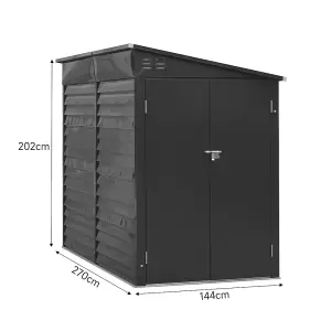 8.8 x 4.7 ft Garden Storage Shed with Single Lockable Door Outdoor Metal Sheds Storage House for Backyard Patio