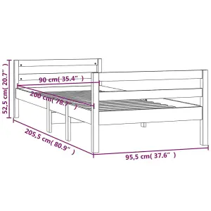 Berkfield Bed Frame White 90x200 cm Solid Wood Pine