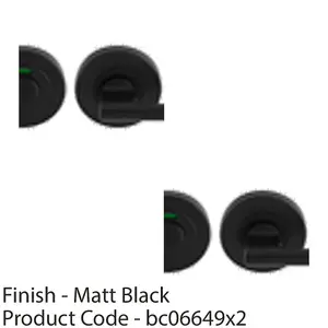 2 PACK - Disabled Toilet Thumbturn Handle With Release & Occupancy Indicator Matt Black