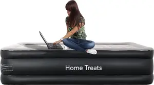 Home Treats Inflatable Single Air Bed With Built In Pump Quick & Easy Setup