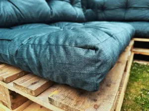 Garden Outdoor Pallet Sofa Cushions EURO Corner 1.2x2m Teal Green Velvet Tufted