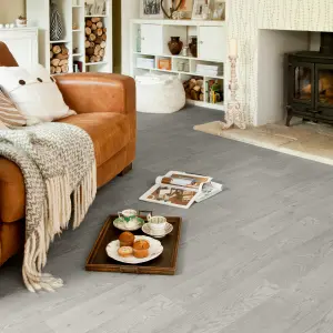 Precut Light grey Wide Natural Oak plank effect Sheet vinyl, 6m²