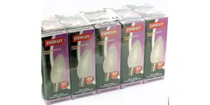 10 x Eveready 40W SES Opal Candle Light Bulbs