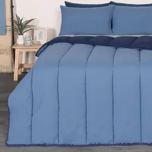 Coverless 10.5 Tog Duvet & Pillowcase, Navy/Blue - Double