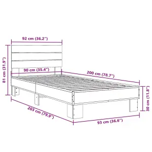 Berkfield Bed Frame without Mattress Black 90x200 cm