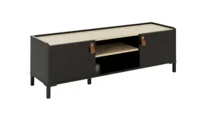 Diagone Chestnut & Black Television Stand - 2 door TV bench