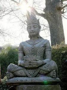 Large Sitting Oriental Thai Stone Buddha Statue