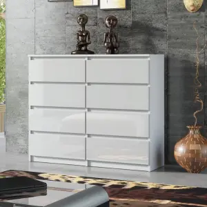 8-Drawer Chest of Drawers 120cm White - Creative Furniture