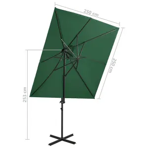 Berkfield Cantilever Umbrella with Double Top Green 250x250 cm