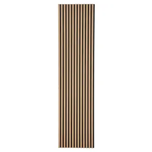 Wall Panel Wood Slat Oak Decorative Wooden Wall Panelling 3D Slatted Acoustic Sound Absorbing Ceiling or Wall Slats 300 x 60 cm