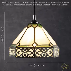 Classic 1920s Shabby Chic Pendant Light Shade with Metal Scrollwork Decoration