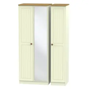 Warwick Ready assembled Contemporary Matt cream oak effect Tall Triple Wardrobe (H)1970mm (W)1110mm (D)530mm