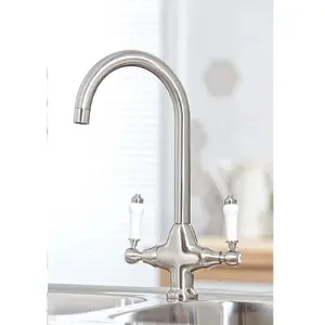 Renaissance  Kitchen Sink Mixer Tap Twin Lever Brushed Nickel