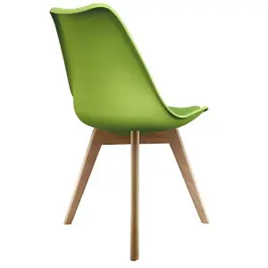 Soho Green Plastic Dining Chair with Squared Light Wood Legs