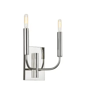 Elstead Brianna 2 Light Wall Light, Polished Nickel, E14