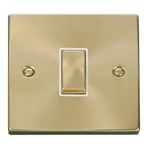 Satin / Brushed Brass 10A 1 Gang 2 Way Ingot Light Switch - White Trim - SE Home