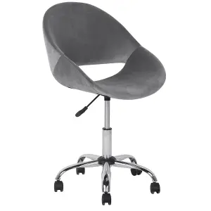 Beliani Retro Desk Chair Velvet Grey SELMA