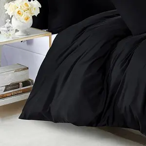 Marnisha Polyester Solid Colour Duvet Cover Set with Pillowcases Black / Double - 2 Standard Pillowcases