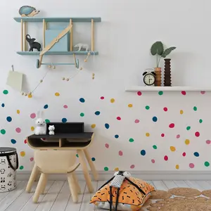 Walplus Dalmatian Polka Dots Colourful X 4 Kids Sticker PVC Multicoloured, Red, Blue