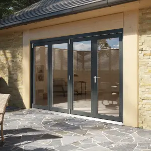 Rohden Clear Fully glazed Anthracite Grey Timber External Contemporary 4 Patio door, (H)2090mm (W)2990mm