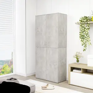 Shoe Cabinet Concrete Grey 80x39x178 cm Engineered Wood