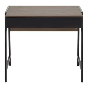 Interiors By Premier Sleek And Sturdy Oak Veneer Desk, Ample Storage Grey Gloss Desk, Versatile And Space Efficient Work Desk