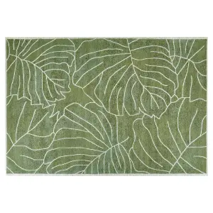 Cotton Area Rug Monstera Leaf Pattern 140 x 200 cm Green SARMIN