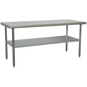 1.8m Stainless Steel Workbench with Adjustable Shelf for Kitchen and Workshop Use