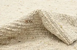 Zola Rectangular Shaped Hand Carded Rug - Wool - L290 x W200 x H1 cm - Beige