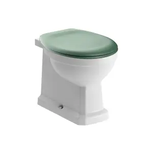 Somerton White Boxed rim Back to wall Toilet pan with Sage green Soft close seat