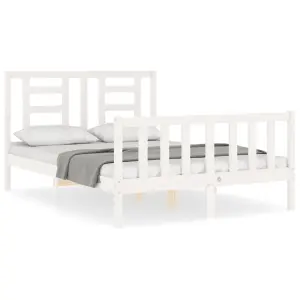 Berkfield Bed Frame with Headboard White 140x200 cm Solid Wood