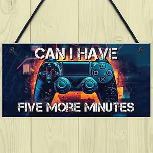 Red Ocean Neon Five More Minutes Hanging Gaming Sign For Boys Bedroom Sign Man Cave Sign Son Brother Dad Boys Gift