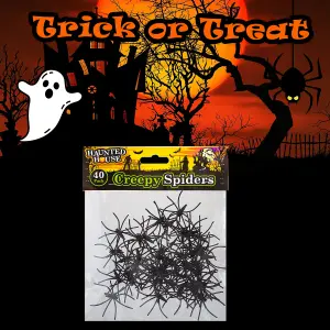 Halloween Spiders Decoration Trick or Treat Party Pack of 40 3.5cm x3.5cm  Black