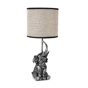 Hestia Elephant Table Lamp with Natural Shade