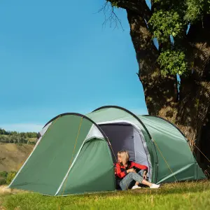 2-3 Man Camping Tent with 2 Rooms Porch Air Vents Rainfly Weather-Resistant