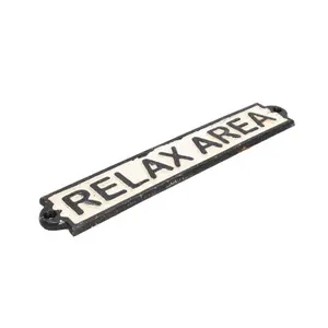 Relax Area Cast Iron Sign Plaque Door Wall House Fence Gate Garden Hotel Shop