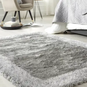 Origins Shimmer Shaggy Border Silver Rug 80 X 150