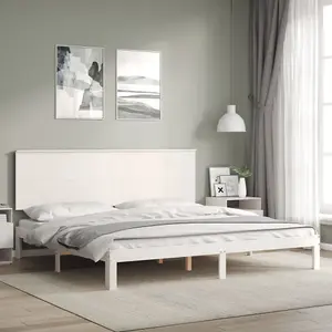 Berkfield Bed Frame with Headboard White 200x200 cm Solid Wood