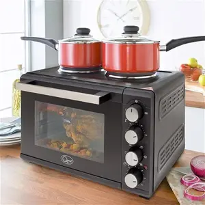 Quest Black 26L Twin Hob Convection Oven