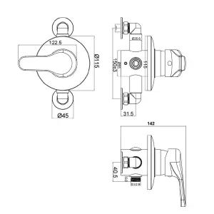 Chrome Single Lever Shower Mixer Valve Exposed or Concealed -135 - 160mm Centres