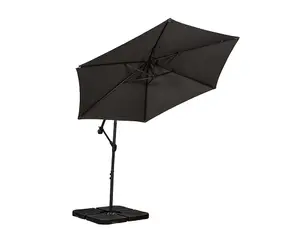 Grey 3m Standard Cantilever Powder Coated Parasol with Cross Stand