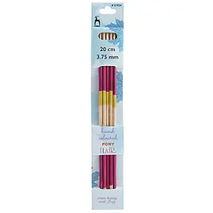 FLR KP DE 20CMX3.75MM - Knitting Pins: Double-Ended: Set of Five: Flair: Hand Coloured: 20cm x 3.75mm - Pony