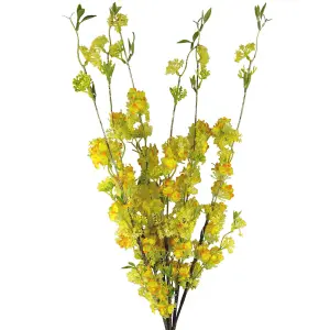 Pack of 6 x 100cm Yellow Blossom Spray Stem