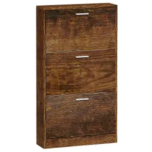 Berkfield Shoe Cabinet Smoked Oak 59x17x108 cm Engineered Wood