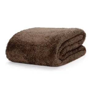 Snug Rug Blanket Luxury Sherpa Fleece Sofa TV Throw Gift Blankets 127x178cm - Chocolate