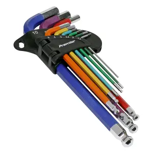 Premier Ball-End Hex Key Set 9 Pieces Colour-Coded Long Metric In Display Box