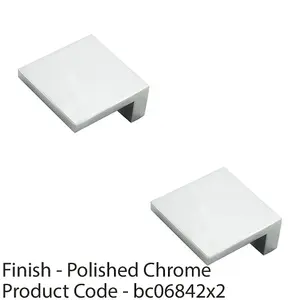 2 PACK - Slim L Cabinet Finger Pull Handle Semi Concealed - 48mm Width Polished Chrome