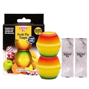 Fruit Fly Traps & Refill Sachets Twin Pack Non Toxic Chemical Free Fly Traps